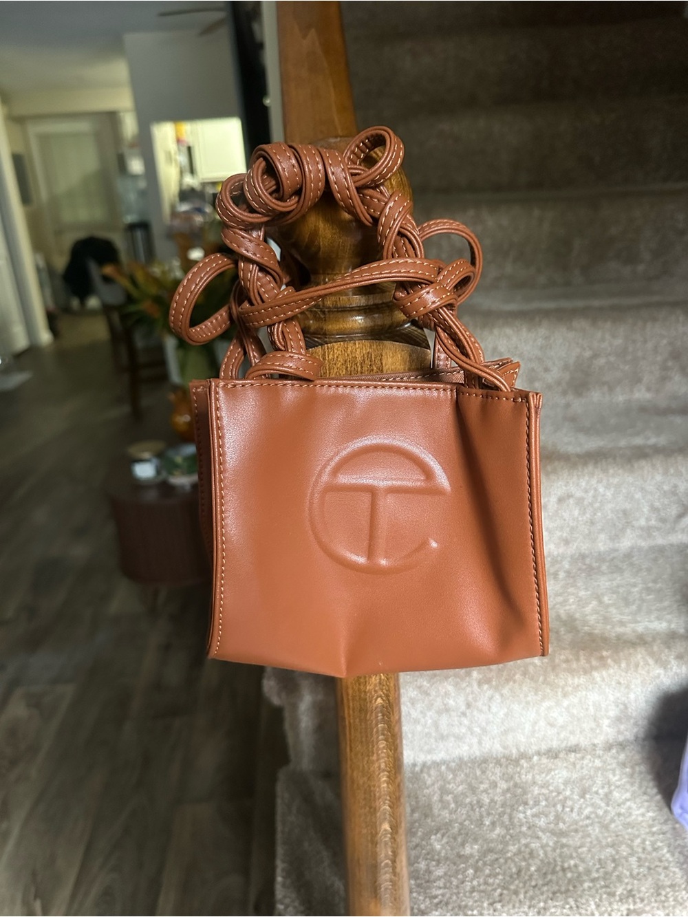 Telfar Mini Shopping Bag in Cognac Brown